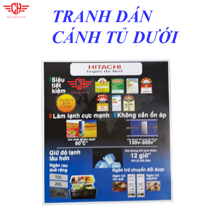 Tem dán tủ lạnh HITACHI