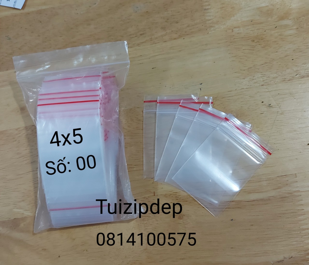 combo 100 cái túi zip nhỏ viền đỏ kt 4x5cm