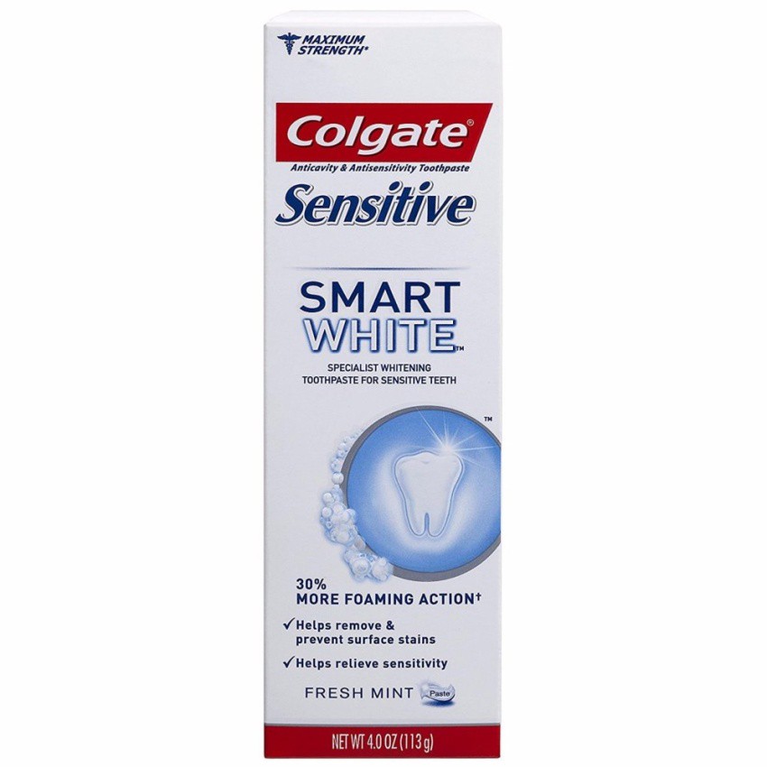 Kem đánh răng giúp trắng răng dành cho răng nhạy cảm Colgate Sensitive Smart White Toothpaste 113g (Mỹ)