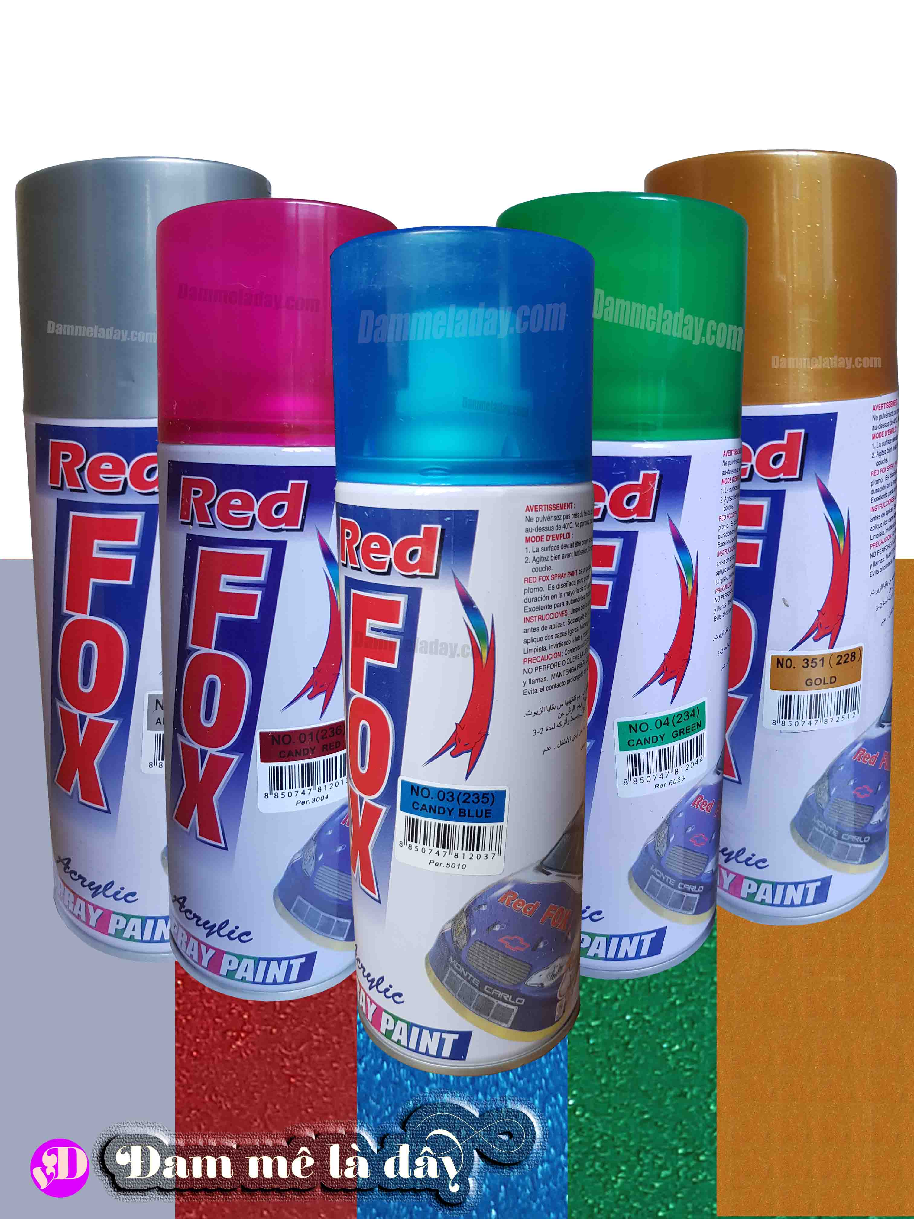 Sơn xịt Redfox Thái Lan đủ màu dung tích 400ml