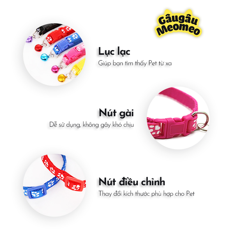 Vòng cổ chó mèo có chuông (Dài: 20-35cm; rộng: 1cm)