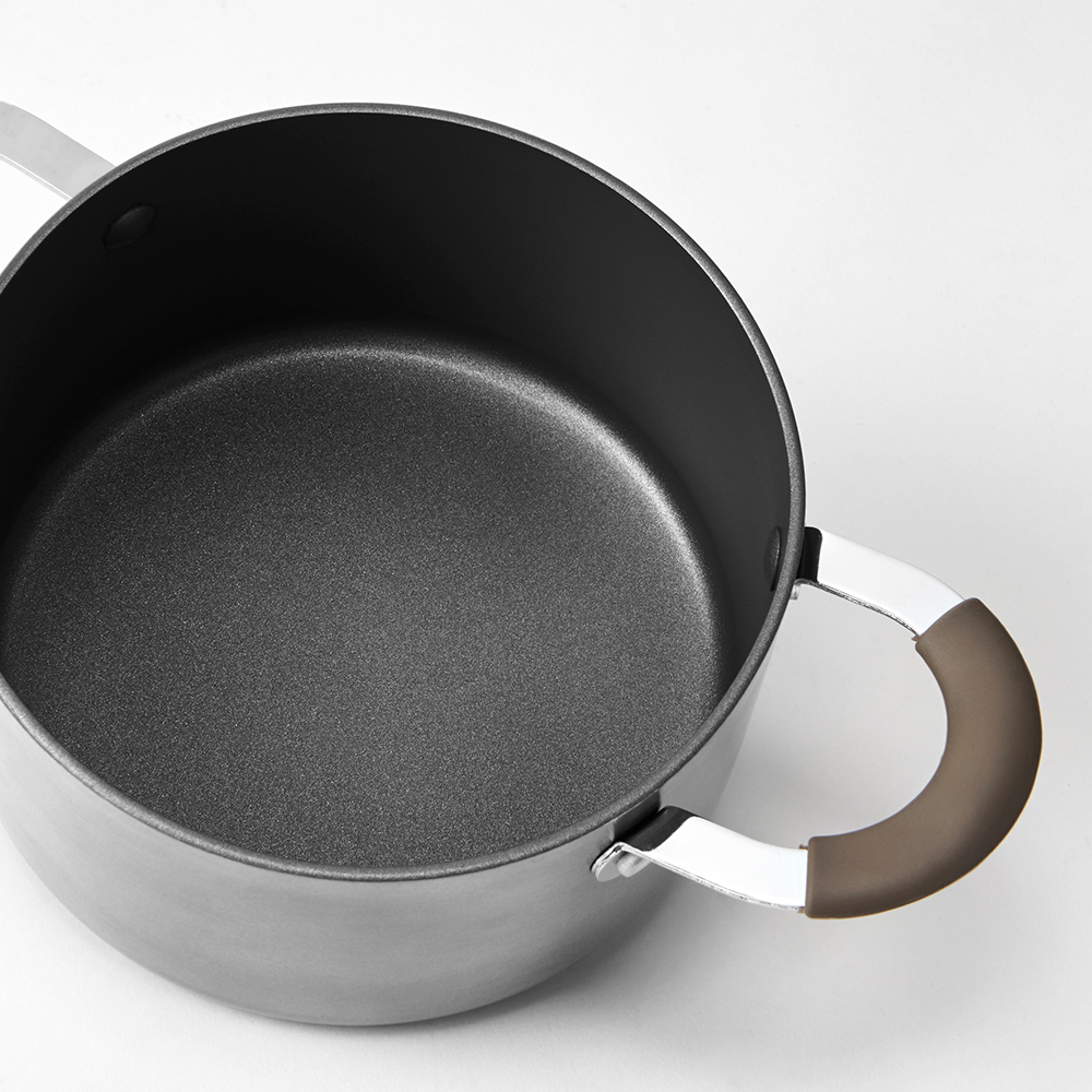 Nồi chống dính nhôm Lock&Lock Handycook 14cm LHD1142 - 2 tay cầm - Có kèm nắp - Màu xám