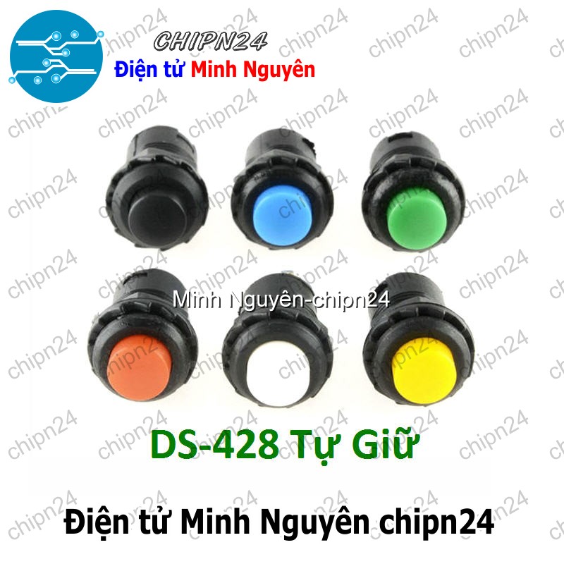 [2 cái] (F82) Nút nhấn Tự Giữ DS-428 (Đường kính 12MM 1.5A 250V Đỏ/Vàng/Xanh Lá/ Xanh Dương/Trắng/Đen) - [Chọn Loại] - HHH.00132