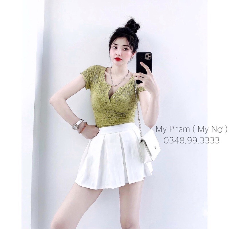 Áo Thun Nữ Xốp Nhăn Ôm Body Cao Cấp Chất Đẹp