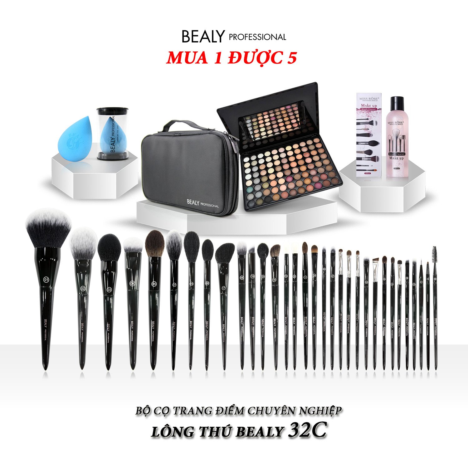 BỘ CỌ TRANG ĐIỂM XẾP LỚP LÔNG THÚ BEALY 32C (Mới)