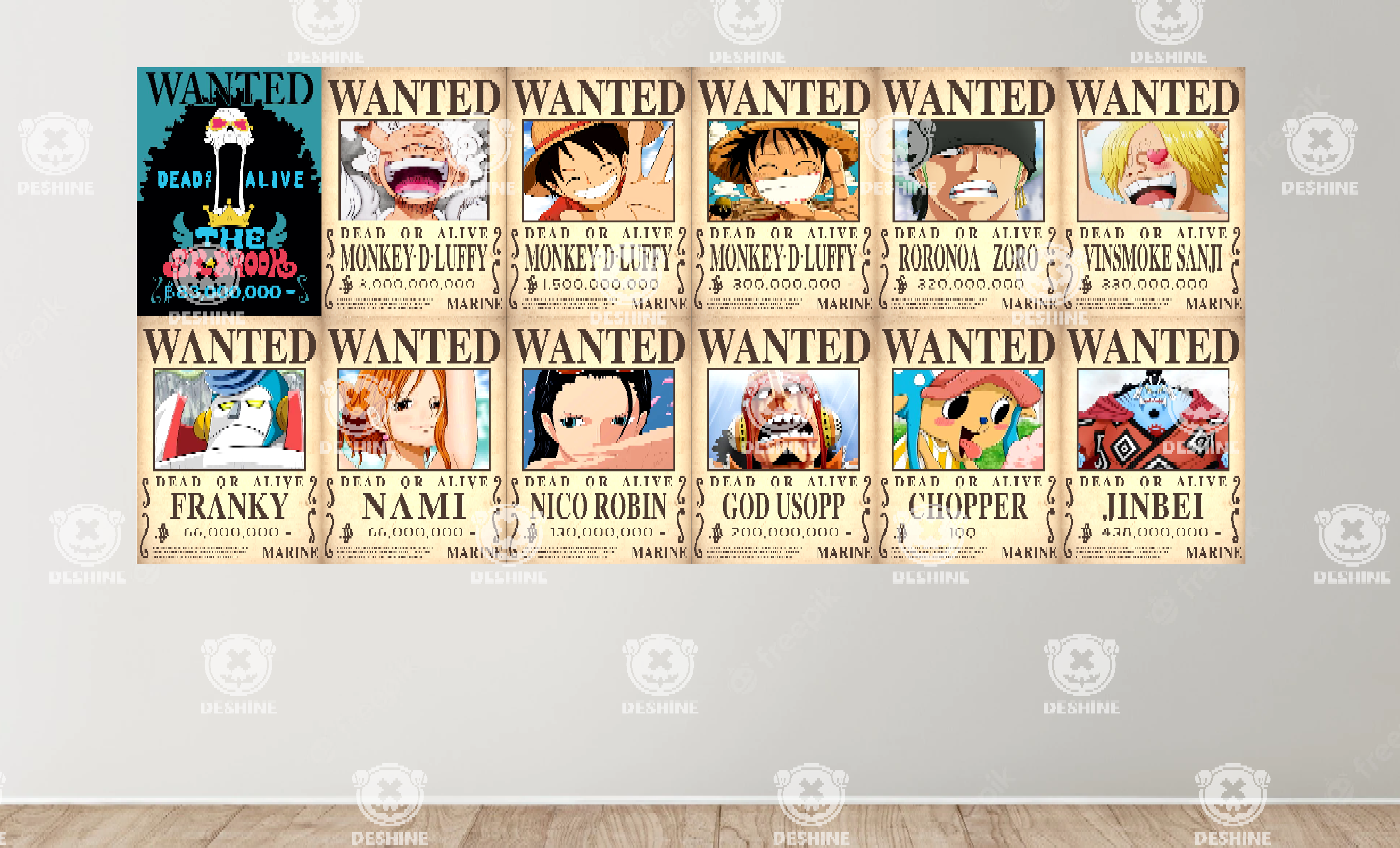 12 poster truy nã One Piece khổ A3