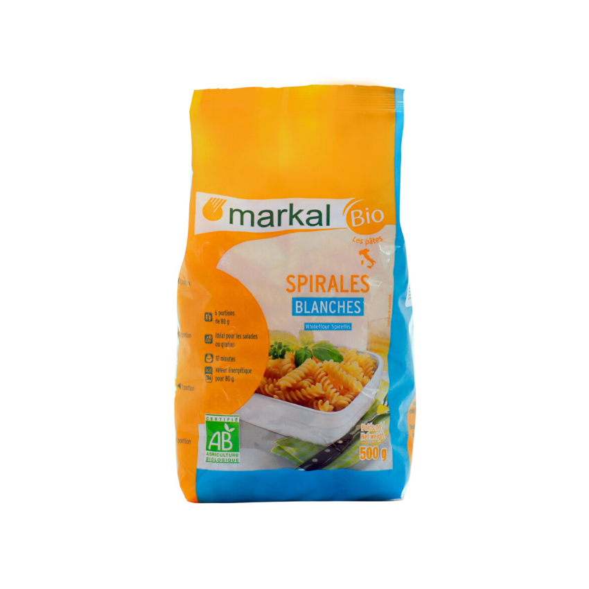 Mì xoắn trắng hữu cơ Markal  500g
