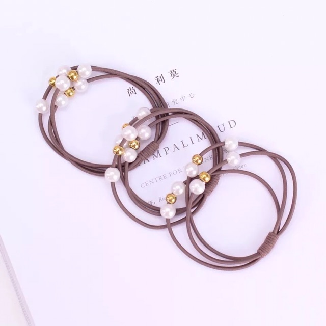 Dây buộc tóc hạt ngọc phong cách Hàn Quốc