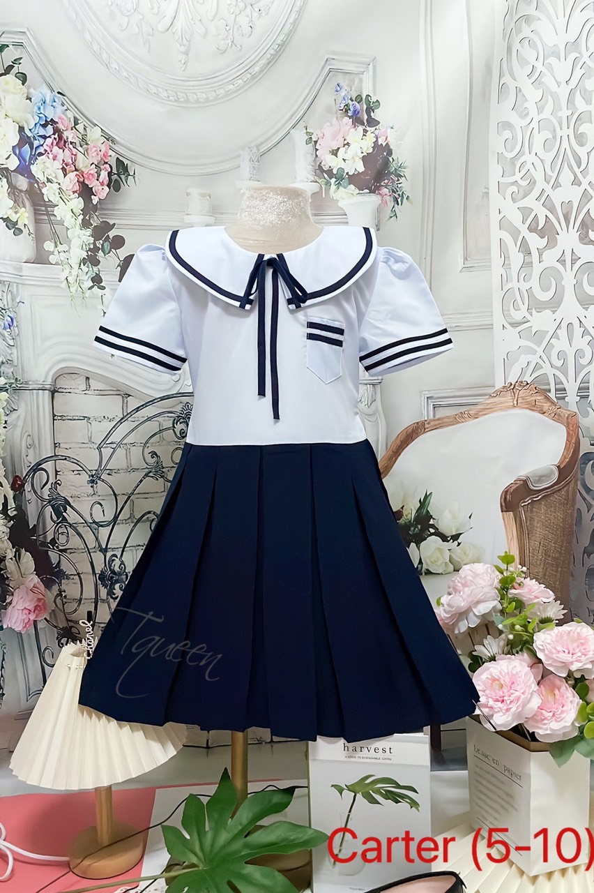 Đầm học sinh - Vải kate lụa - Danangsale