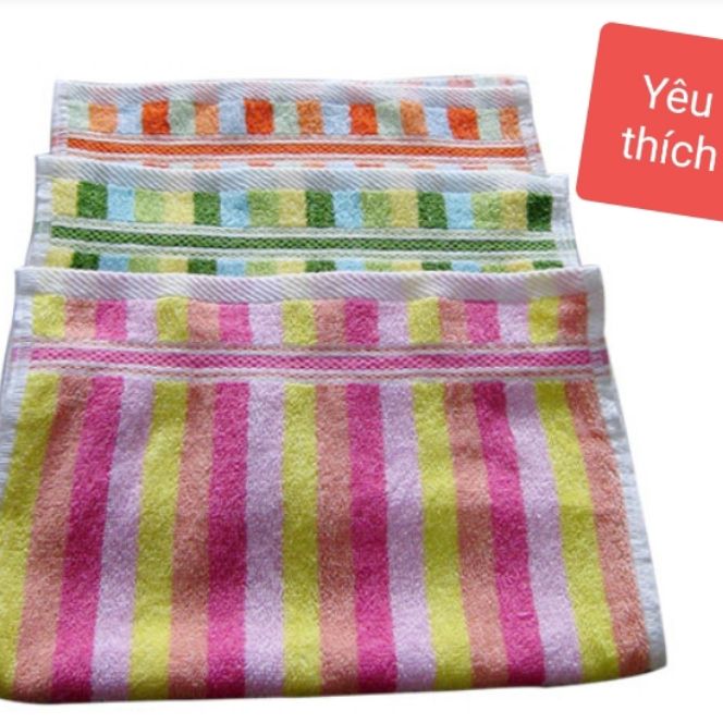 [HCM]Khăn mặt 4 tấc cotton sọc đũa cam (28x 42 cm)