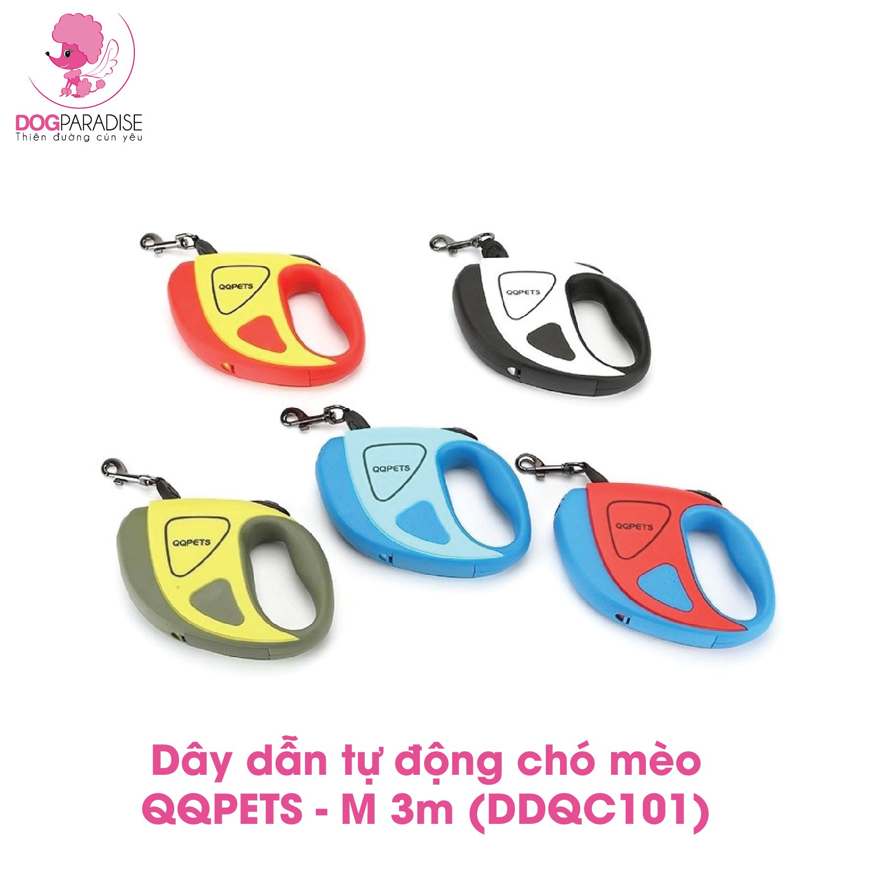 Dây dắt chó mèo tự động thu gọn cải tiến 4 nút khóa lẫy tiện dụng - Dogparasie