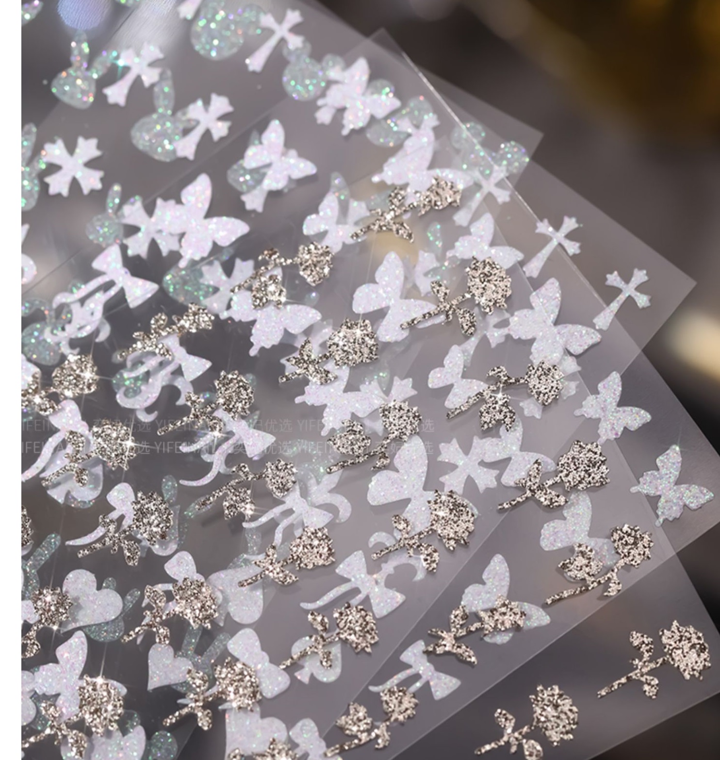 [Ảnh Thật] Sticker 3D | Nhũ Rắc Nổi Lấp Lánh | Hình Dán Móng Tay