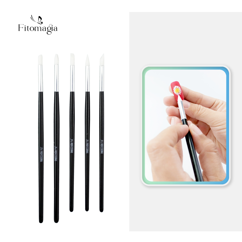 Set 5 Cọ Silicon Vẽ Keo Chặn Màu, Mail, Tạo Hình Đất Sét