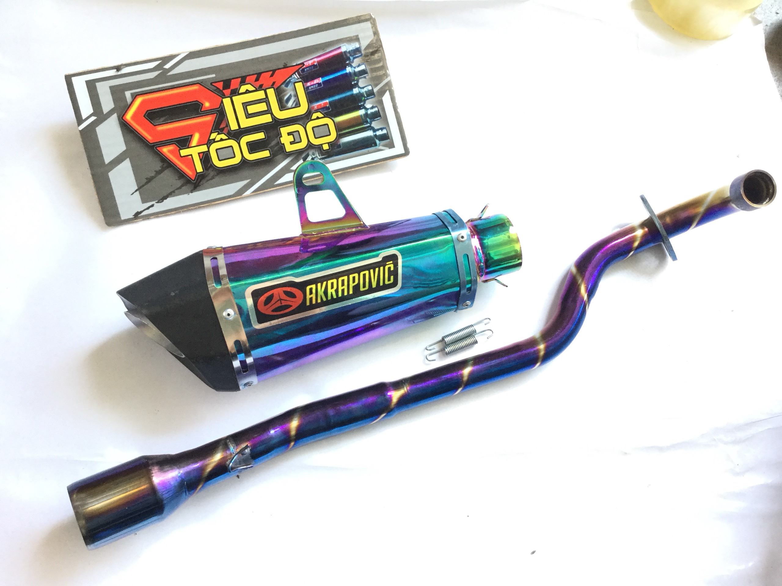 Combo pô akapovic titan bao gồm cả cổ pô độ titan cho xe wave blade, wave s, wave rs, wave 110