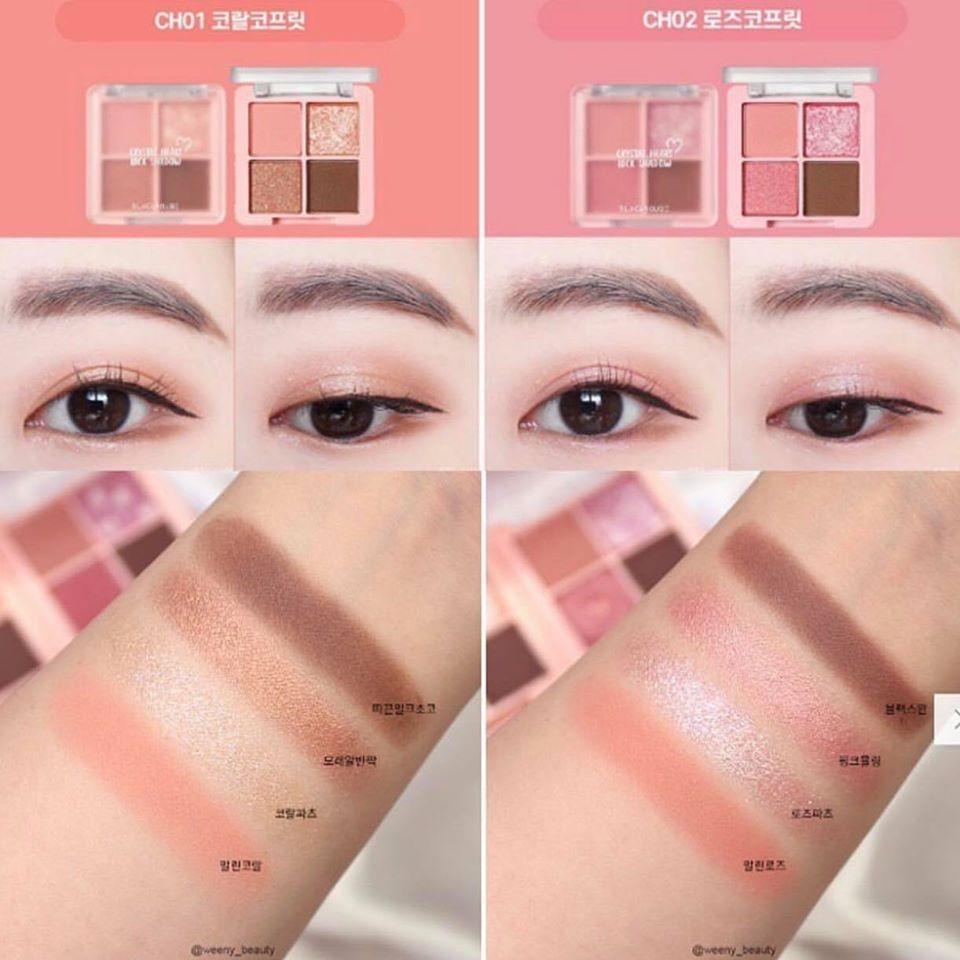 [HCM]Phấn mắt 4 ô Black Rouge Crytal Heart Lock Shadow (ib chọn màu)