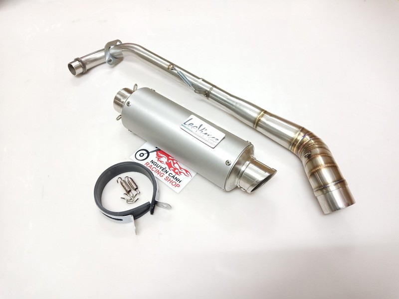 pô leovince bạc cổ pô 2 khúc gắn xe wave A110