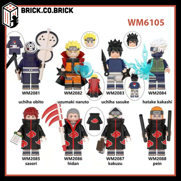 WM6105 - NARUTO Obito, Sasuke, Kakashi, Sasori, Kakuzu, Madara, Deidara- Đồ chơi lắp ráp mô hình non lego và mini-figure