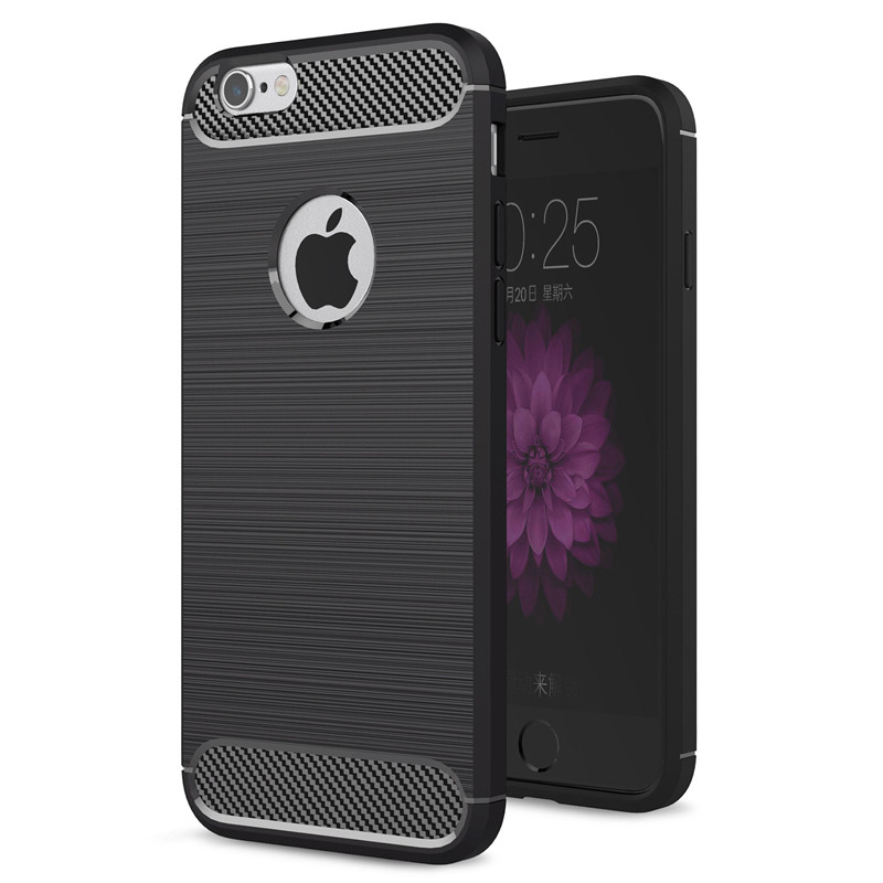 iPhone 6 Plus Case, iPhone 6s Plus Case, Soft Silicone Protection Shock Absorption Cover and Carbon Fiber Design Phone Casing