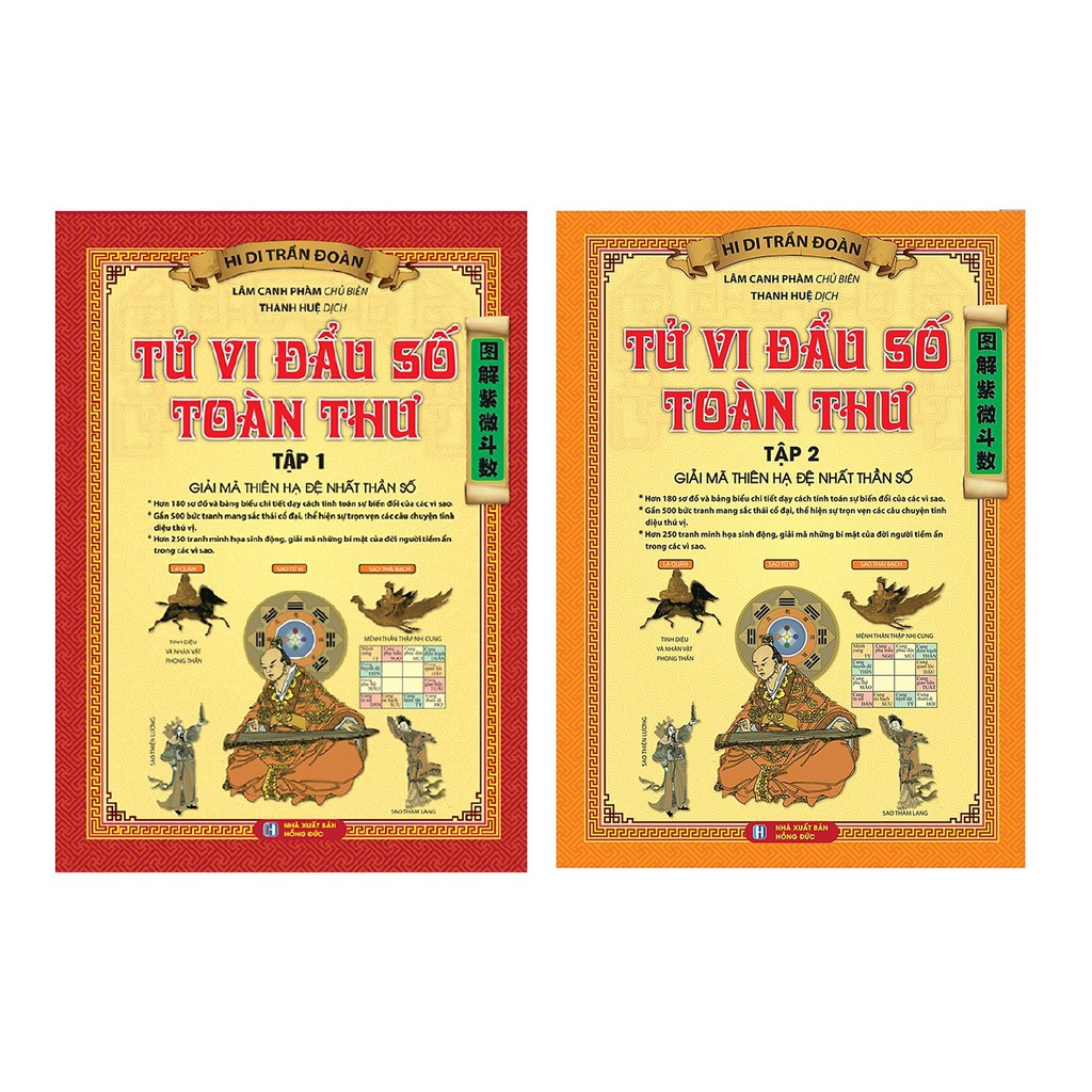 Sách Combo Tử vi đẩu số toàn thư Tập 1 + tập 2 Bìa cứng -Mhbooks