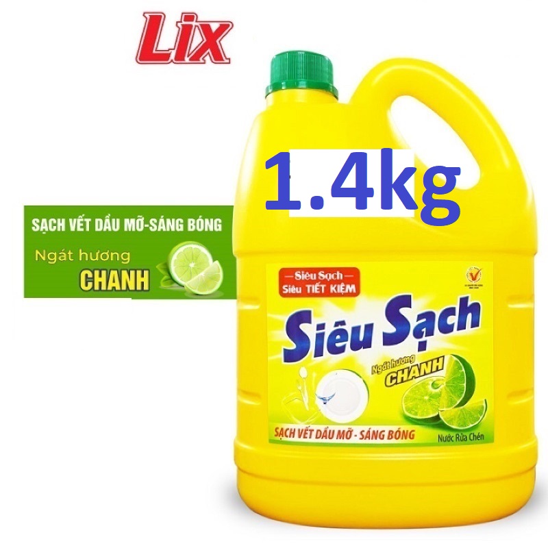 [HỎA TỐC 2h] Nước rửa chén Lix 1.4kg rửa chén Lix 1.4kg HƯƠNG CHANH