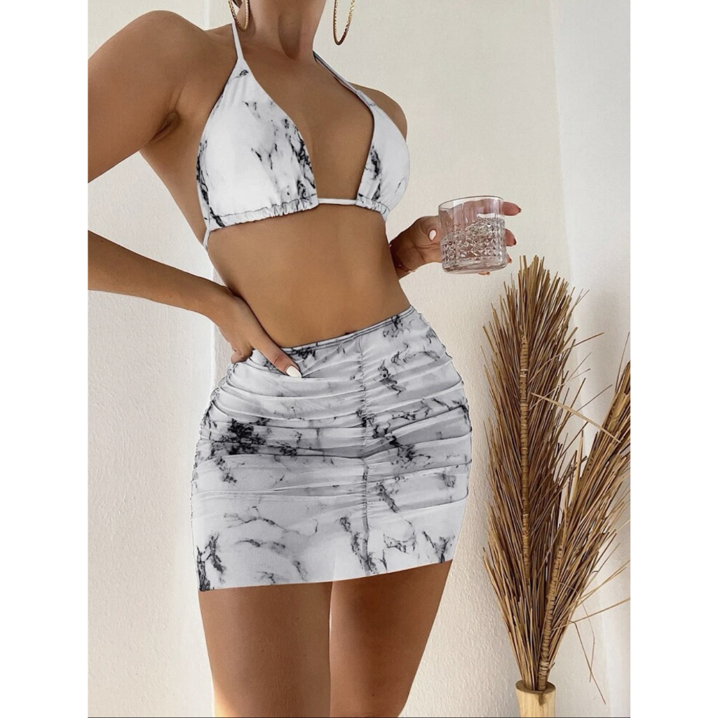 [3 MẢNH] Bikini tam giác họa tiết vân đá