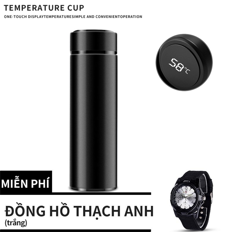 Bình nước giữ nhiệt dung tích 500ML có lớp chân không giữ nhiệt cách nhiệt màn hình LED cảm ứng thông minh - INTL
