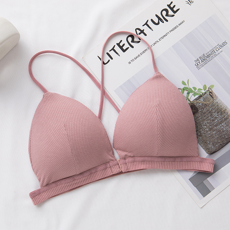 Áo bra 2 dây chéo lưng cài trước MAVARI - Áo ngực mút mỏng chất thun gân nâng ngực vừa B715