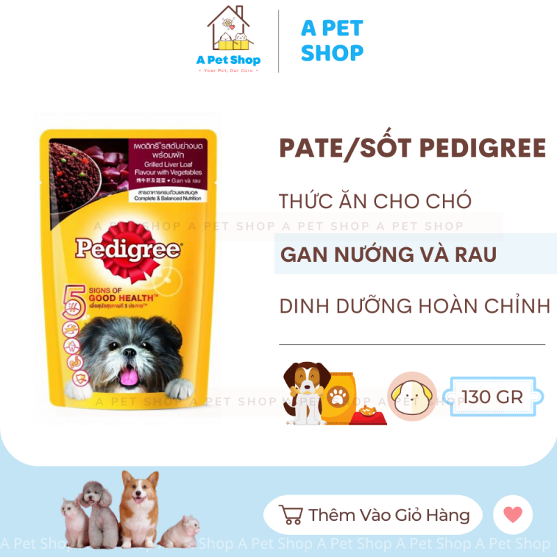 Thức ăn chó Pedigree 130g vị gan nướng và rau củ - pate cho chó a pet shop