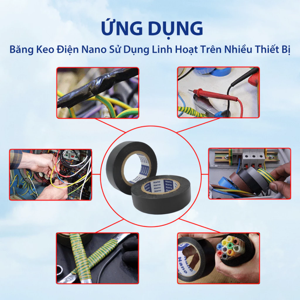 Băng Keo Điện Nano ĐEN, Băng Keo Đen Cách Điện, Co Giãn Và Siêu Dai, Độ Bám Dính Tốt