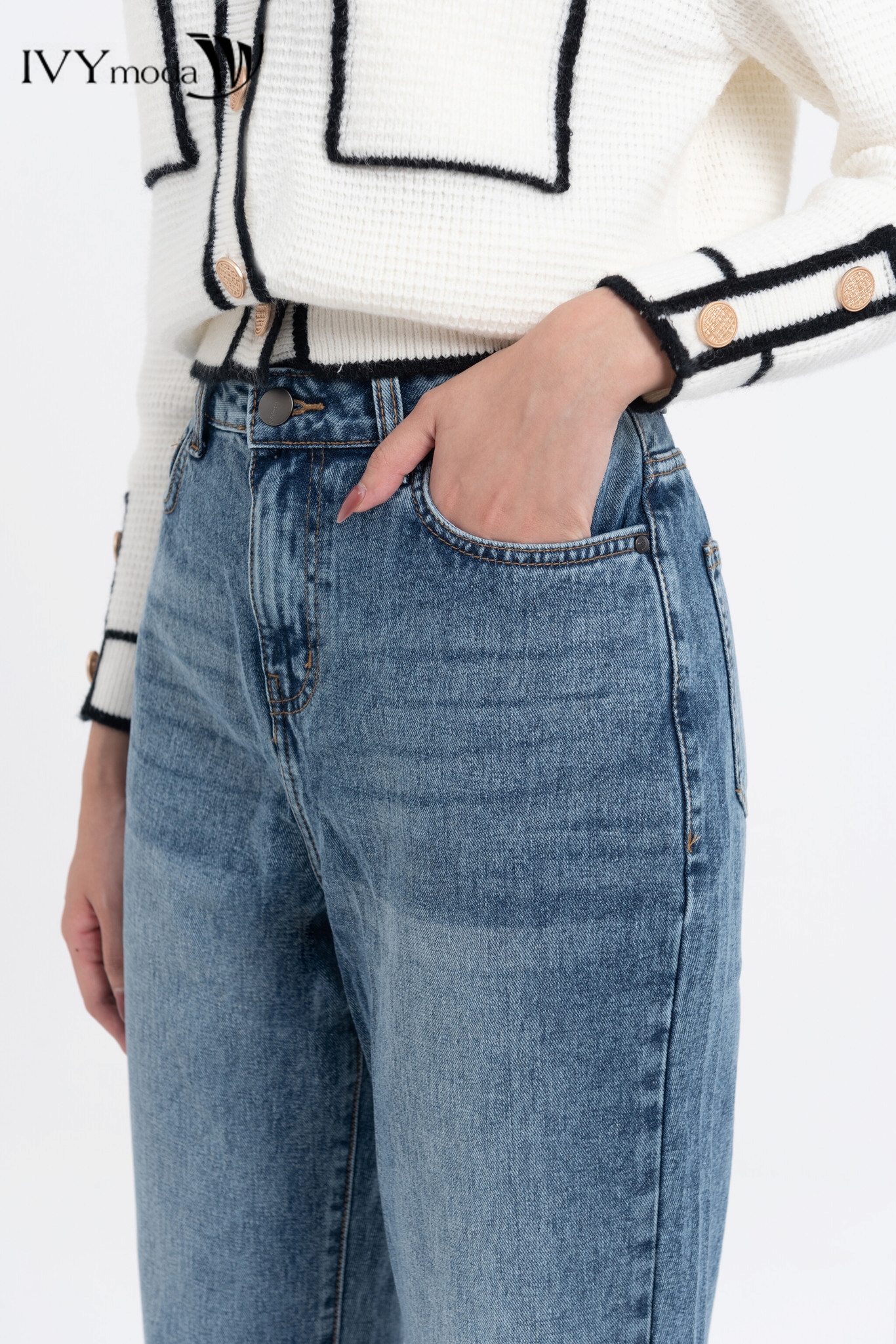 Quần jeans dáng Baggy IVY moda MS 25M7821