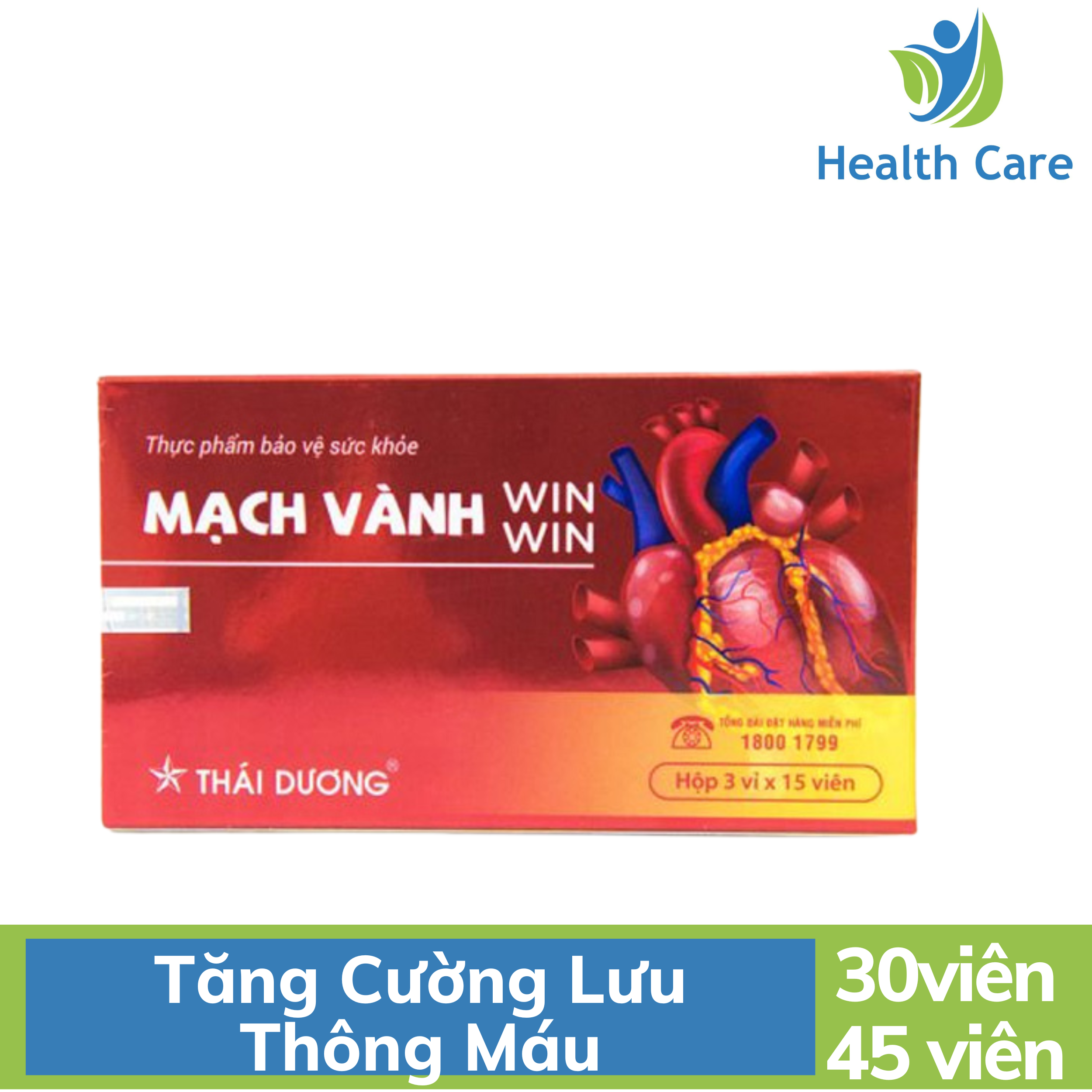 Mạch Vành Win Win-Lưu thông khí huyết-Hộp 3 vỉ x 15 viên