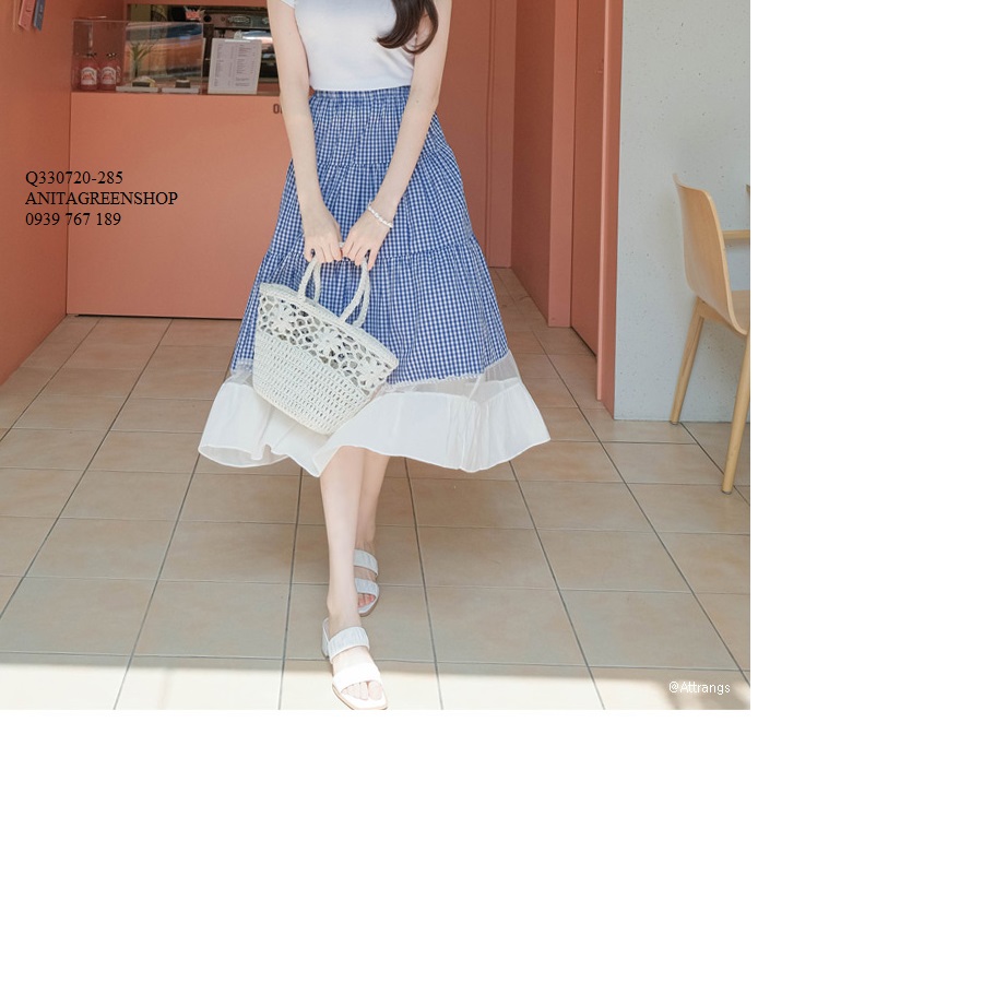 Q330720 chân váy xòe phối màu