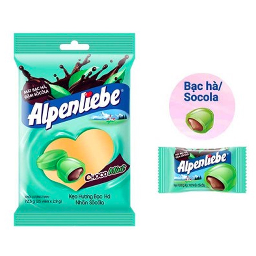 Kẹo Alpenliebe Hương Bạc Hà Nhân Sôcôla (Gói 90 Viên)