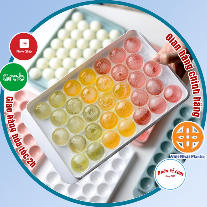 Khay đá bi tròn tủ lạnh 33 viên có nắp đậy Việt Nhật (6978), Khuôn làm thạch hoa quả hình bi tròn ngộ nghĩnh -br01349