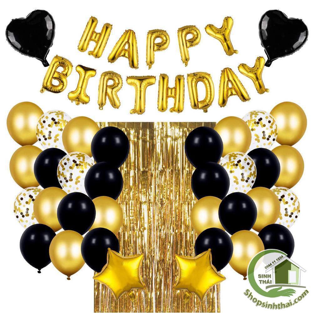 [HCM]Bong bóng chữ Happy brithday màu vàng