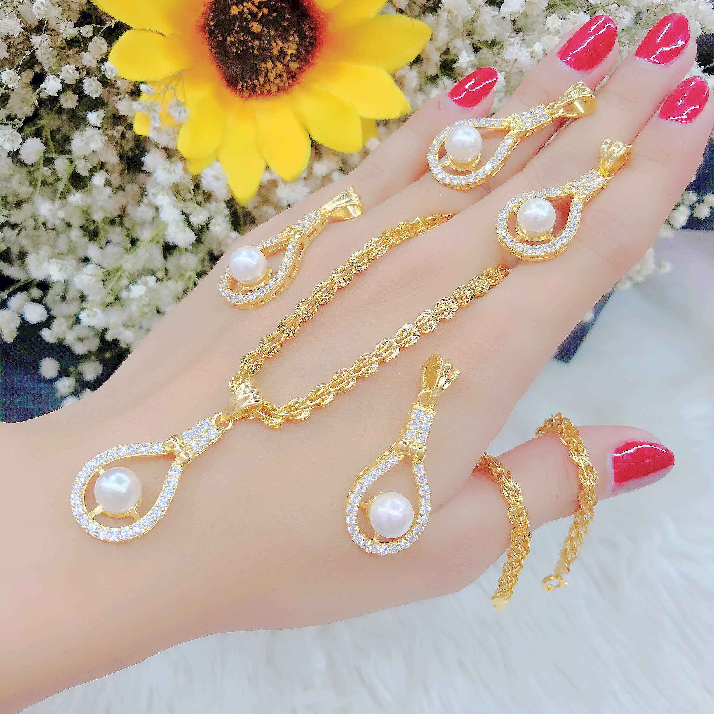 Dây Chuyền & Mặt Đính Ngọc Trai Nhân Tạo Thiết Kế Hàn Quốc - D170569 - giay chuyen dep, kieu day chuyen nu dep, dây chuyen dep, day chuyen dep, kieu day chuyen bac dep