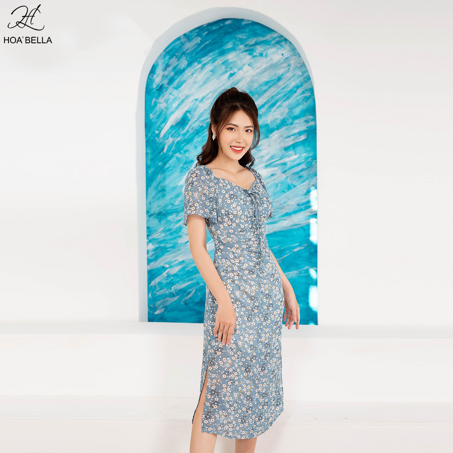 Đầm Nữ HOABELLA Nhún Ngực Hoa Nhí Chất Liệu Voan Lụa (MD09)