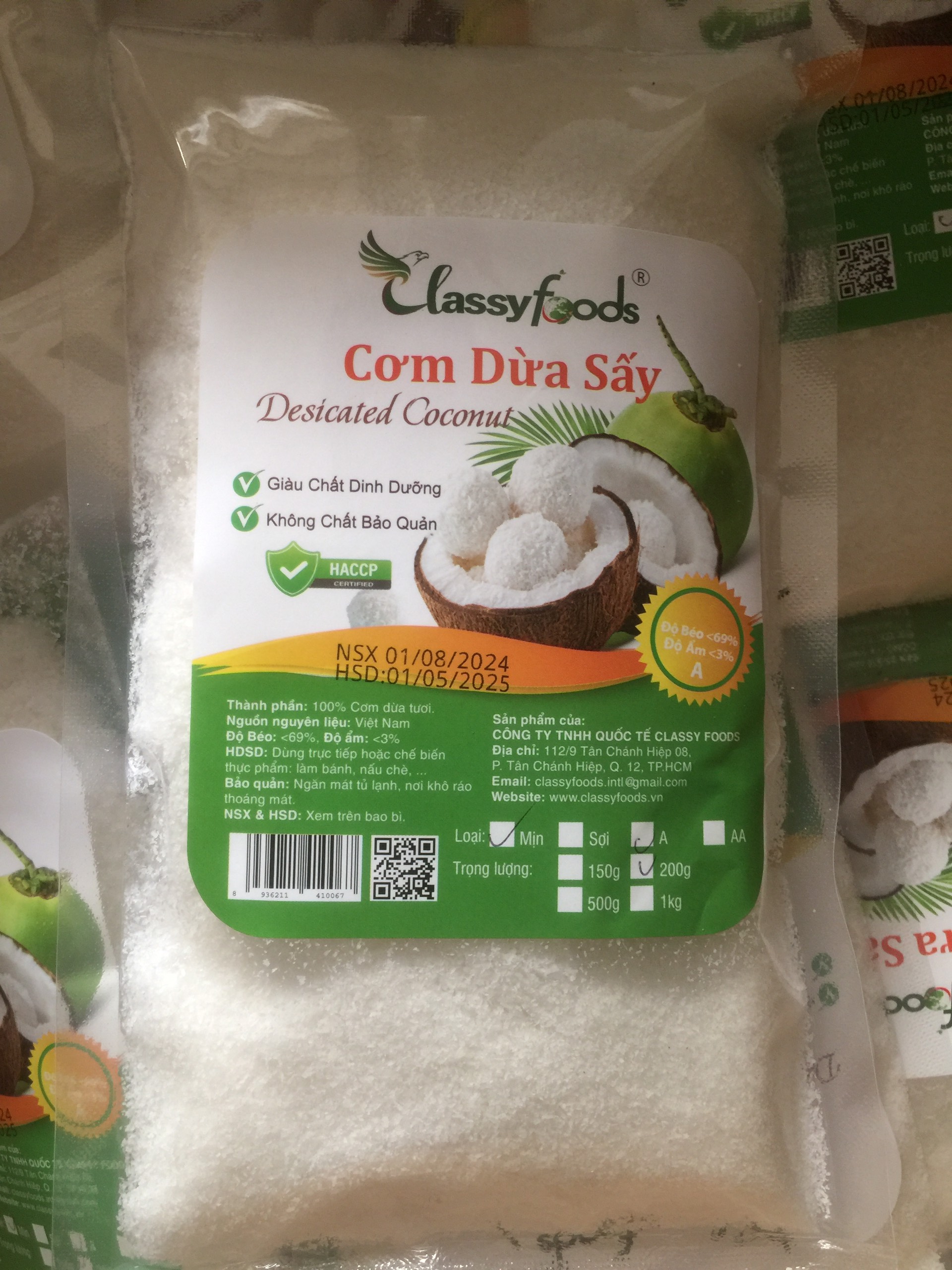 CƠM DỪA SẤY KHÔ MỊN, CLASSYFOODS (-200gr)