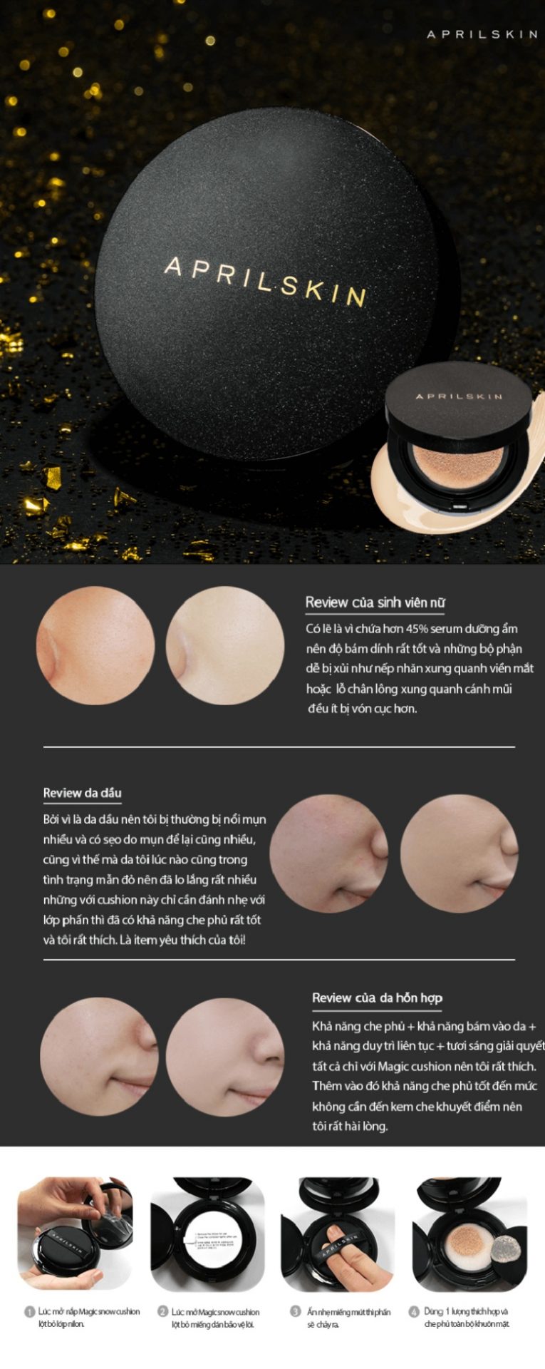 Phấn Nước April Skin Black Magic Snow Cushion Galaxy Edition (15g)