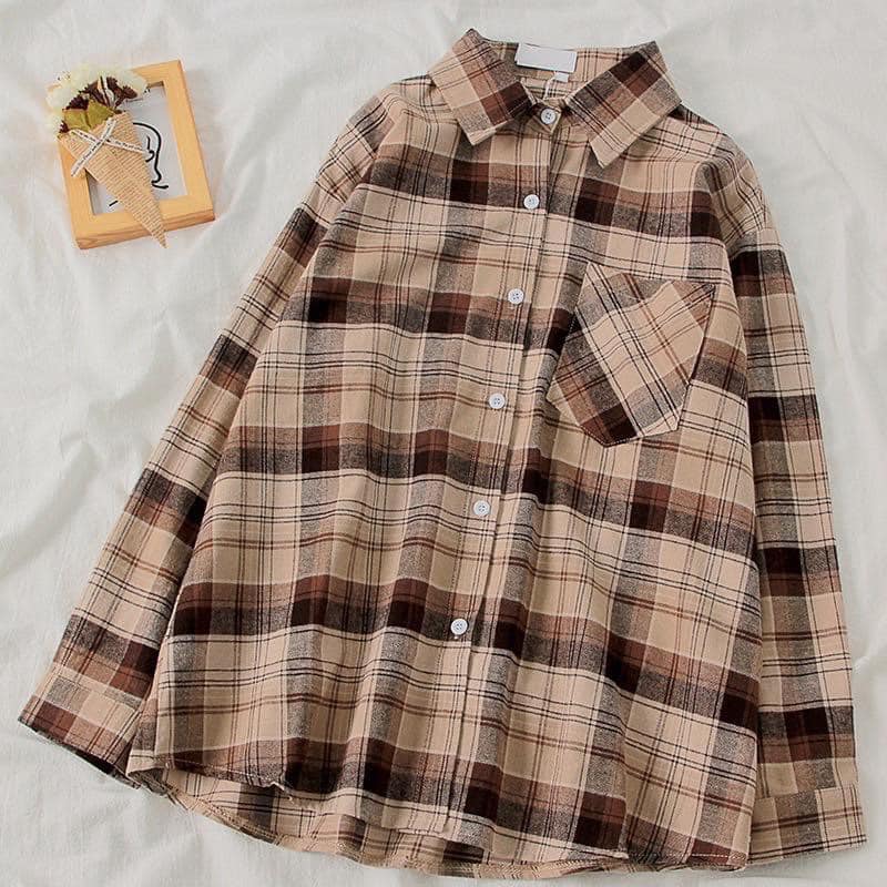 [ẢNH THẬT]  ÁO SƠ MI KẺ CARO DÁNG THỤNG THỜI TRANG NỮ CỰC CHẤT, PHUONGMART, ÁO SƠ MI NỮ, SƠ MI KẺ, ÁO KẺ CARO