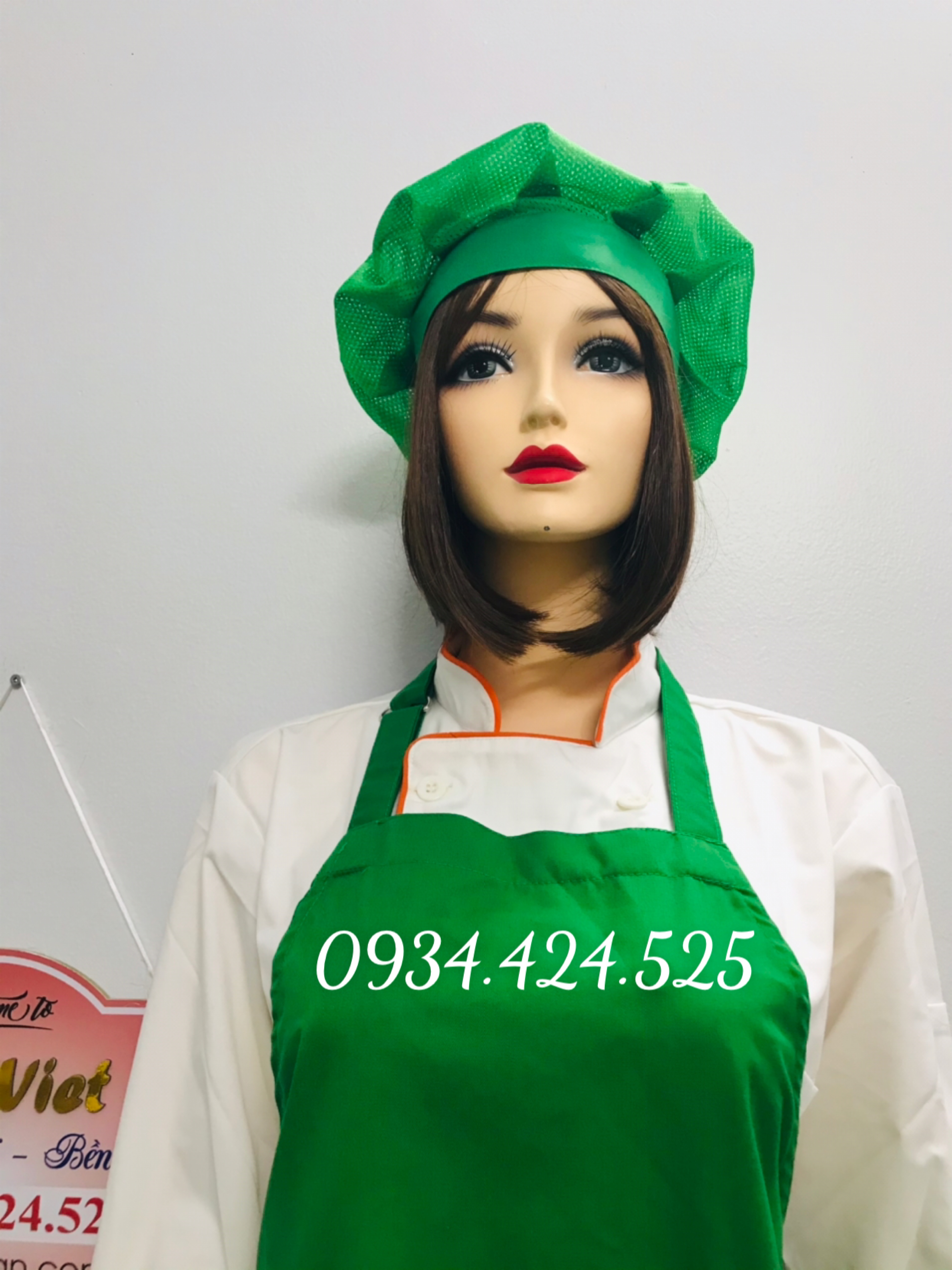 Nón lưới trùm tóc xanh lá vải bo thun - nón bếp, phục vụ