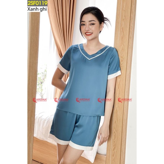 Bộ Lụa Đùi Cộc Tay Phối Viền CARDINA