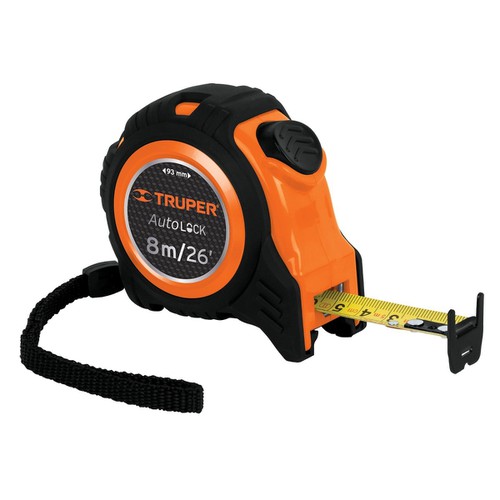Thước cuốn thép khóa tự động 8m/26in in 2 mặt, hệ in và mét truper - 10749