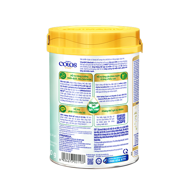 Sữa Non Vinamilk Colos Gold 2 800g (sữa bột cho trẻ từ 1 - 2 tuổi) - Miễn dịch khỏe, Bé lớn nhanh