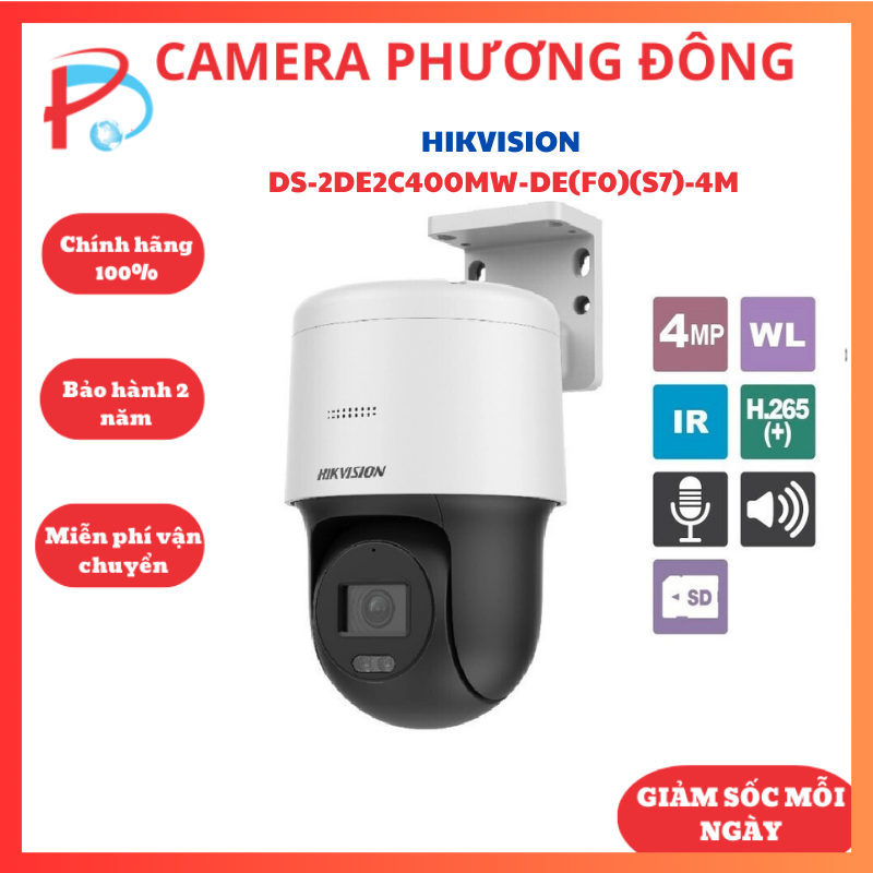 Camera ip speed dome hikvision ds-2de2c400mw-de 4mp quay 360 độ đàm thoại 2 chiều - hàng chính hãng