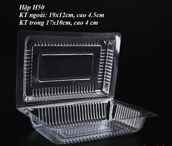 BỘ 100 HỘP NHỰA ĐỰNG BÁNH BÔNG LAN SU KEM H50 17 X 10CM CAO 3.5 CM