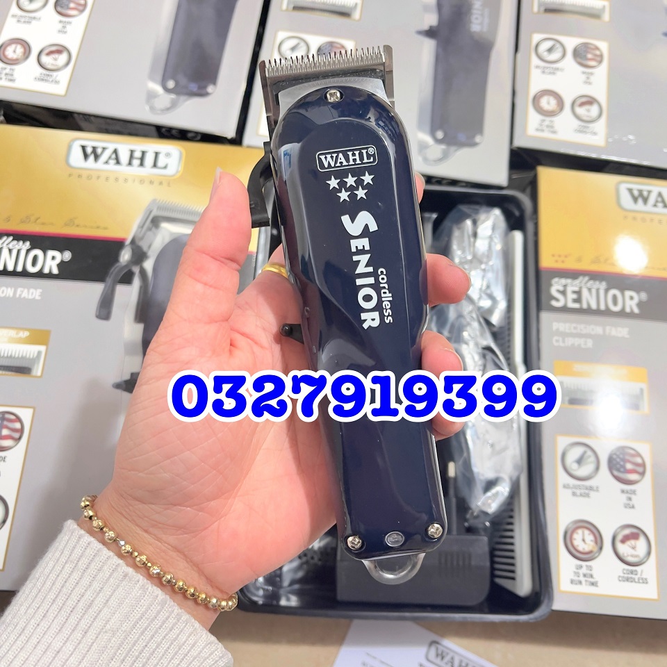 WAHLL Senior Tông Đơ Cắt Tóc Lưỡi Kép Mài Chuốt Cao Cấp Pin 2200mAh Dùng 4h Liên Tục Kèm Bộ Cữ Gá Thép Chuyên Dụng