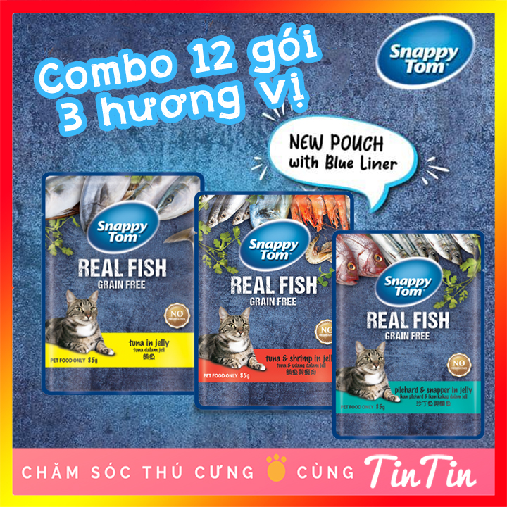 Combo 12 Gói Pate Snappy Tom Cho Mèo Gói 85 Gram