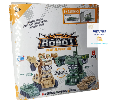 [Đồ chơi chạy trớn] XE TĂNG BIẾN HÌNH ROBOT BẰNG SẮT (Military robot)