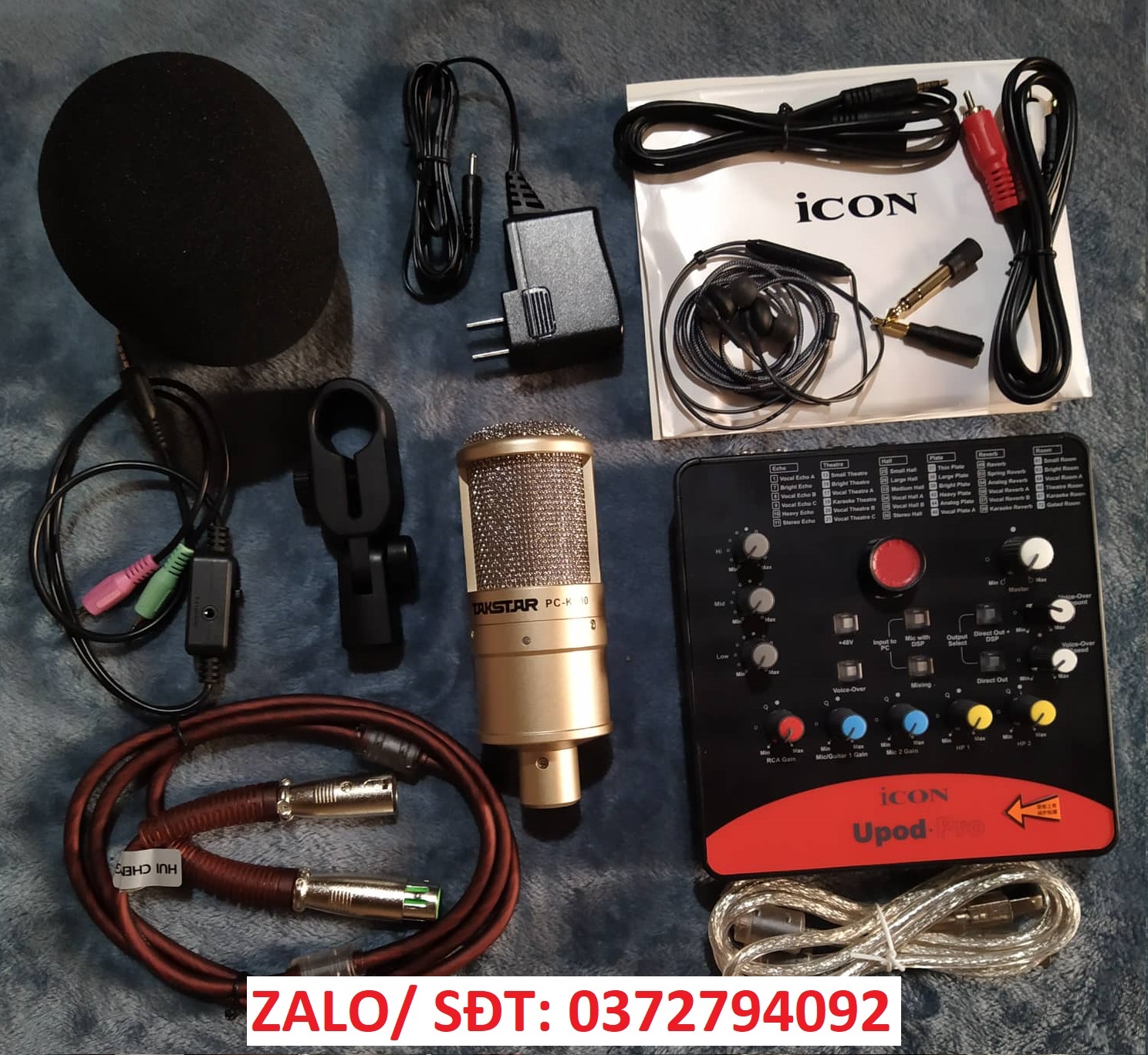 Combo micro Takstar PC K200 Sound card icon upod pro Tặng tai nghe